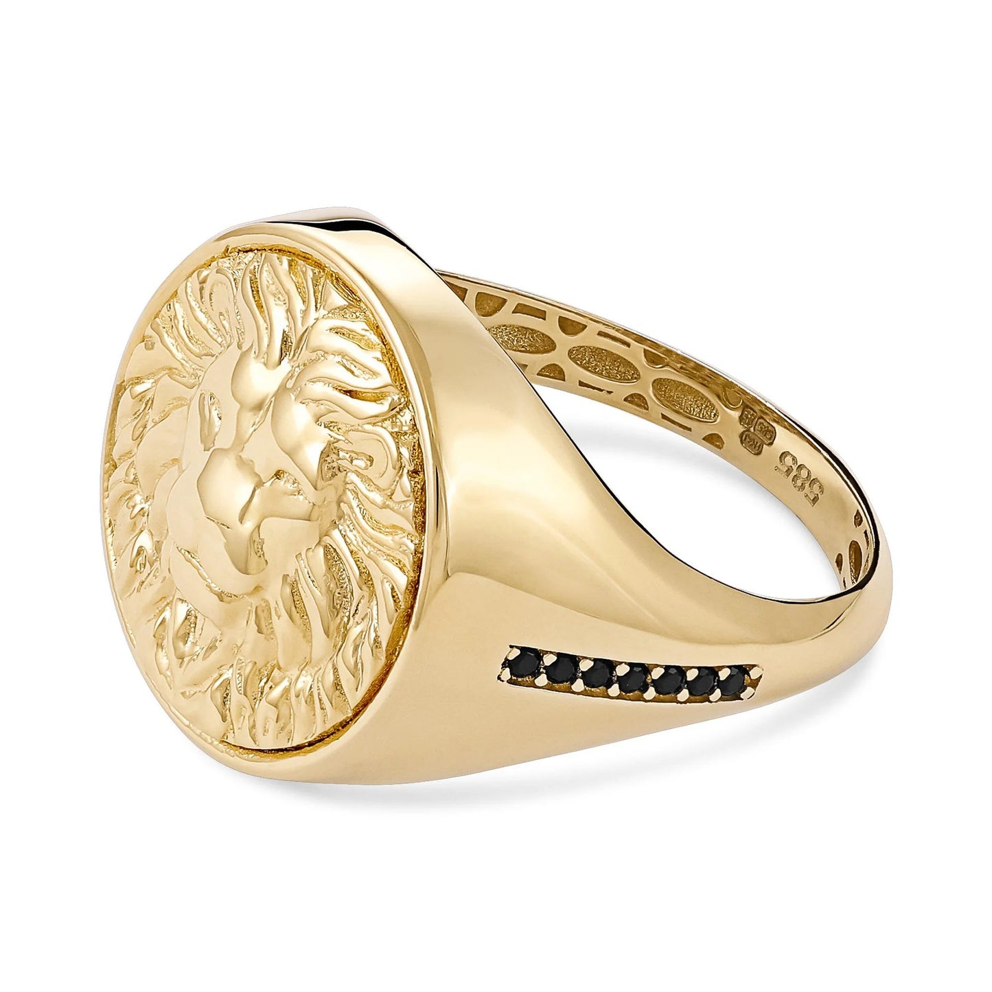 14ct Yellow Lion Head Gold Signet Ring