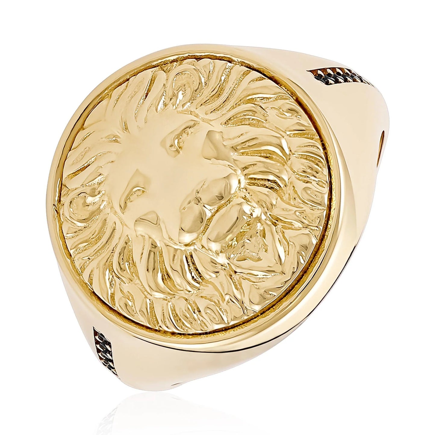 14ct Yellow Lion Head Gold Signet Ring