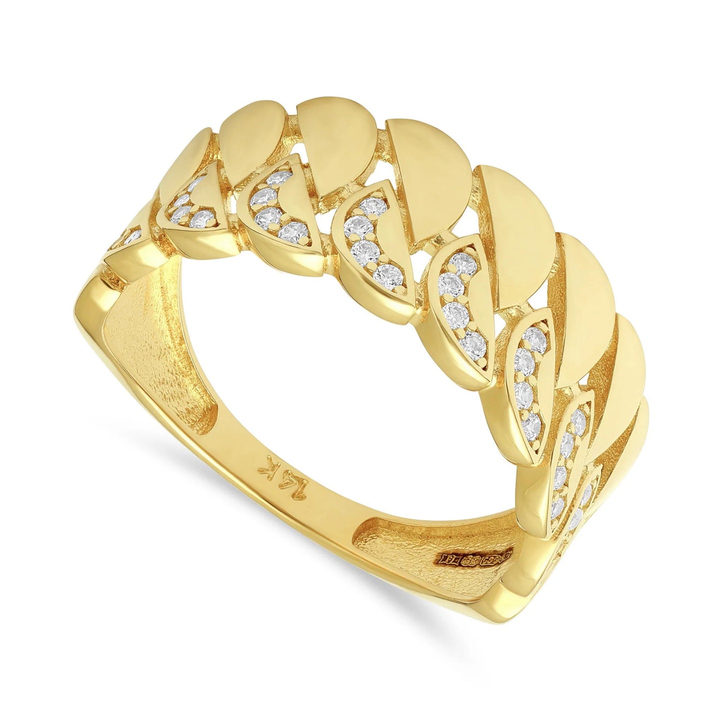 14ct Yellow Gold Cubic Zirconia Textured Ring