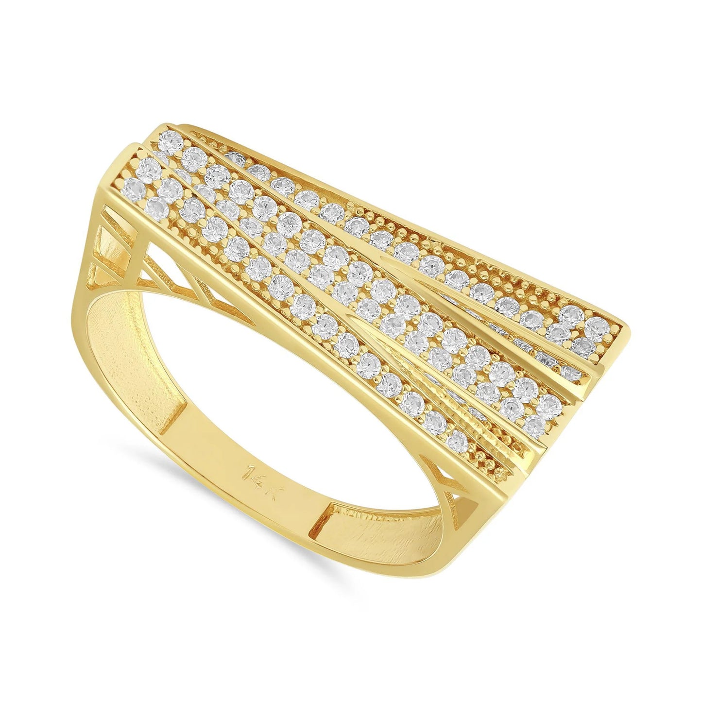 14ct Yellow Gold Cubic Zirconia Abstract Design Ring