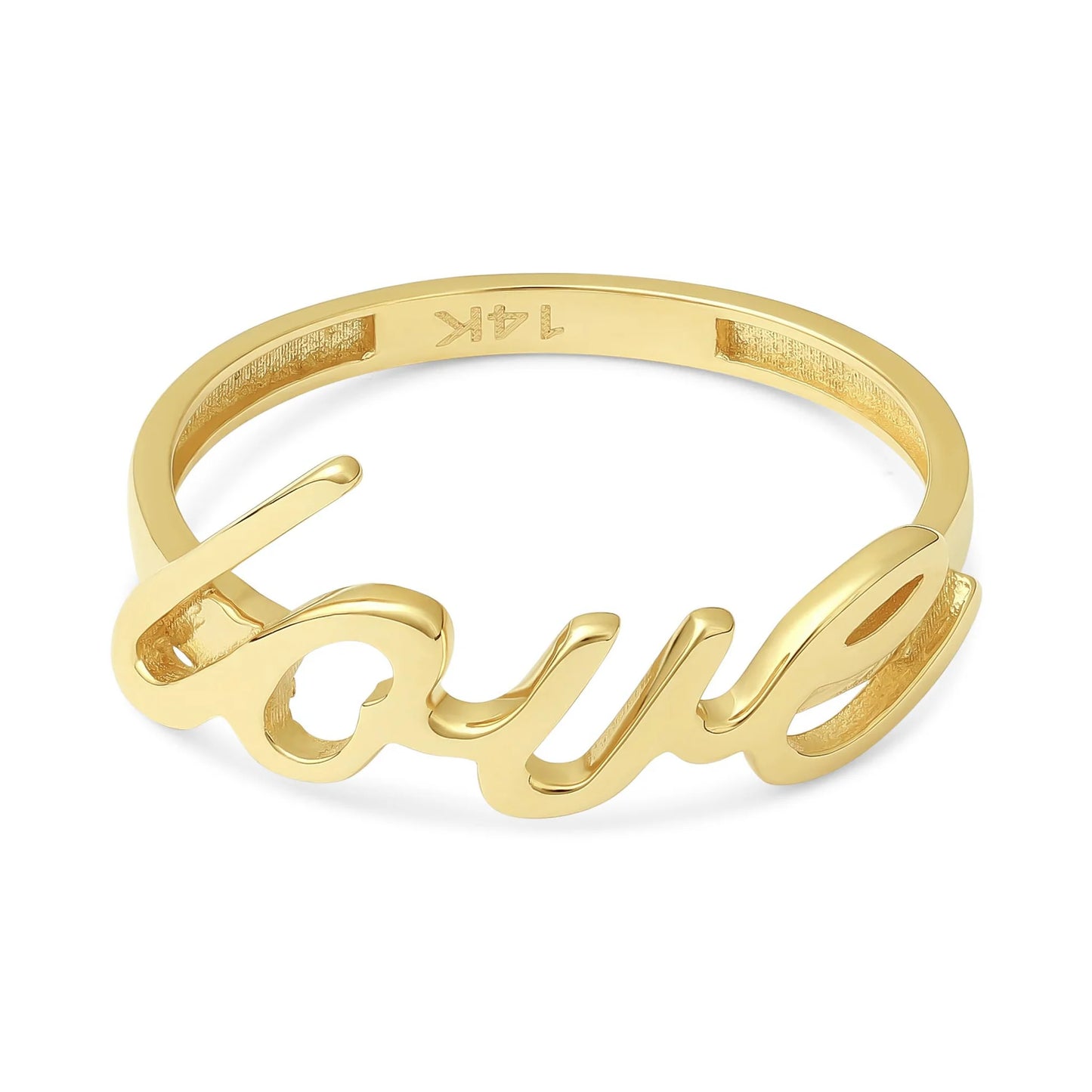 14ct Yellow Gold Italic Love Word Ring