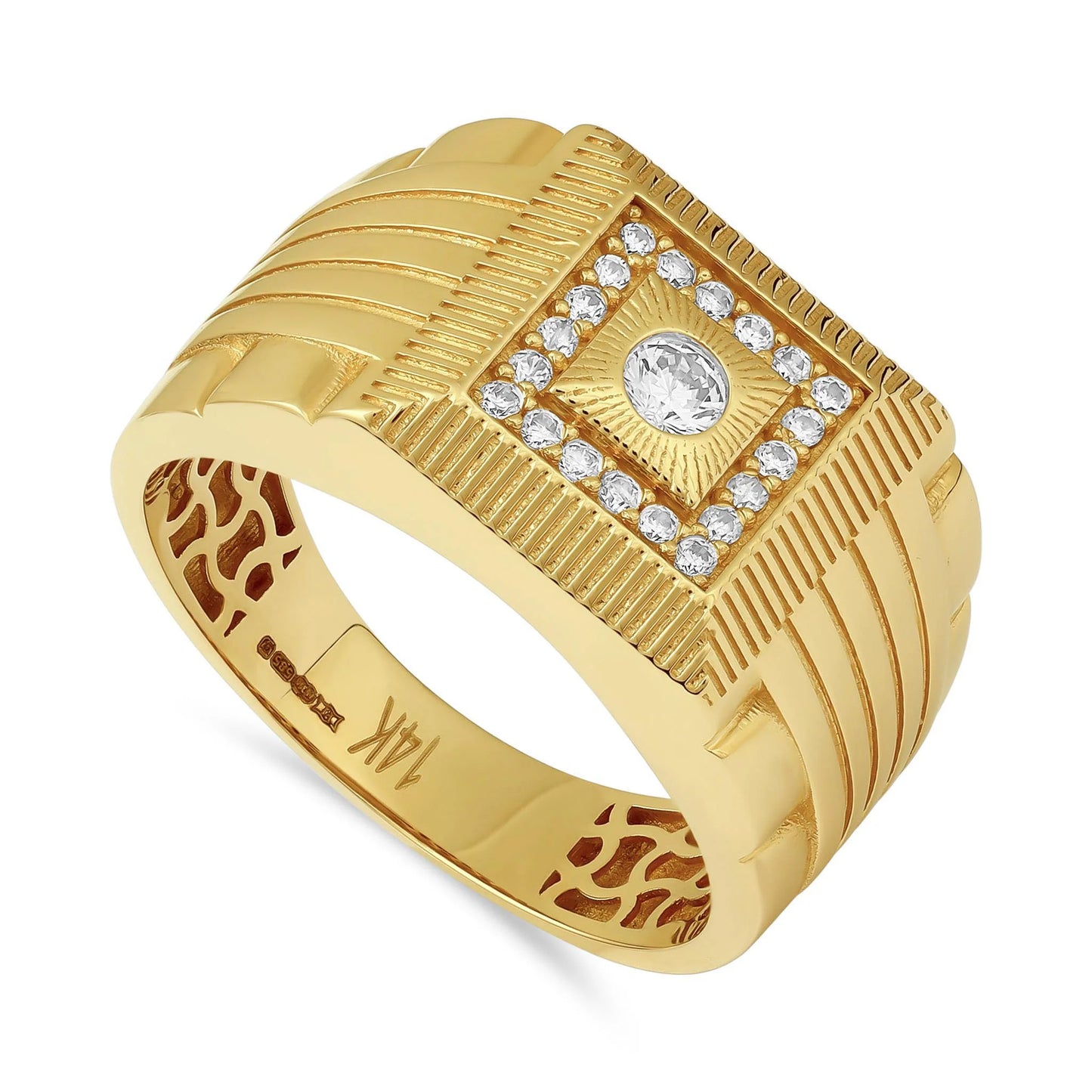 14ct Yellow Gold Cubic Zirconia Signet Ring