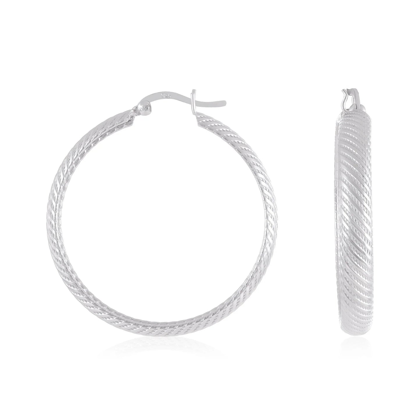 925 Sterling Silver Rigid Hoop Earrings