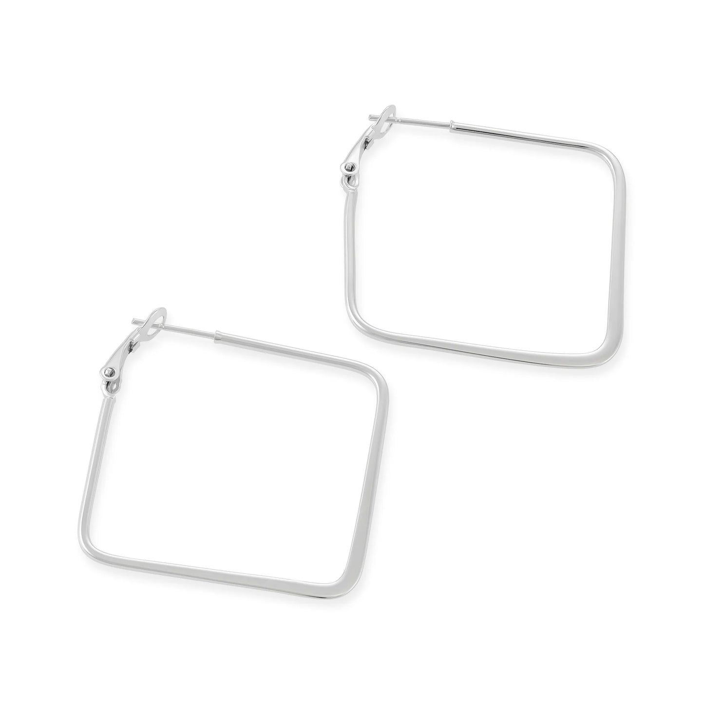 Silver Square Hoop Earrings