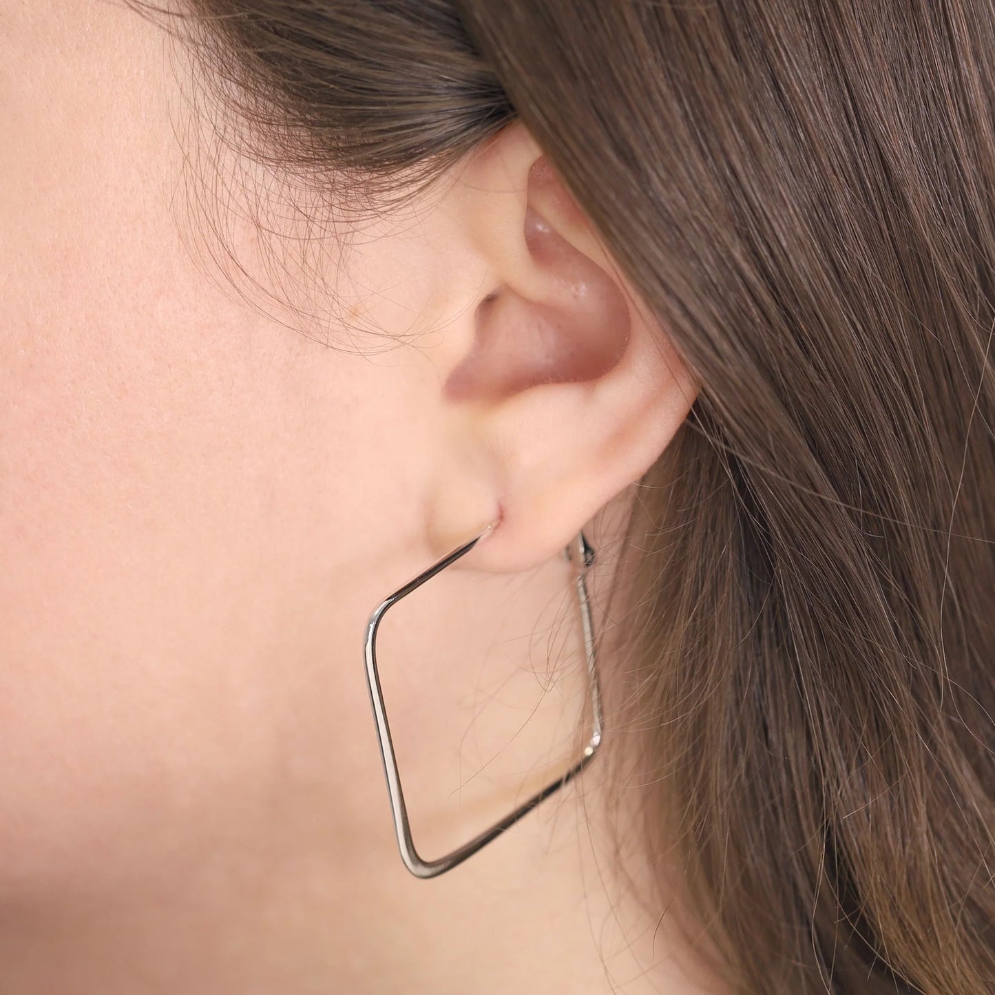 Silver Square Hoop Earrings