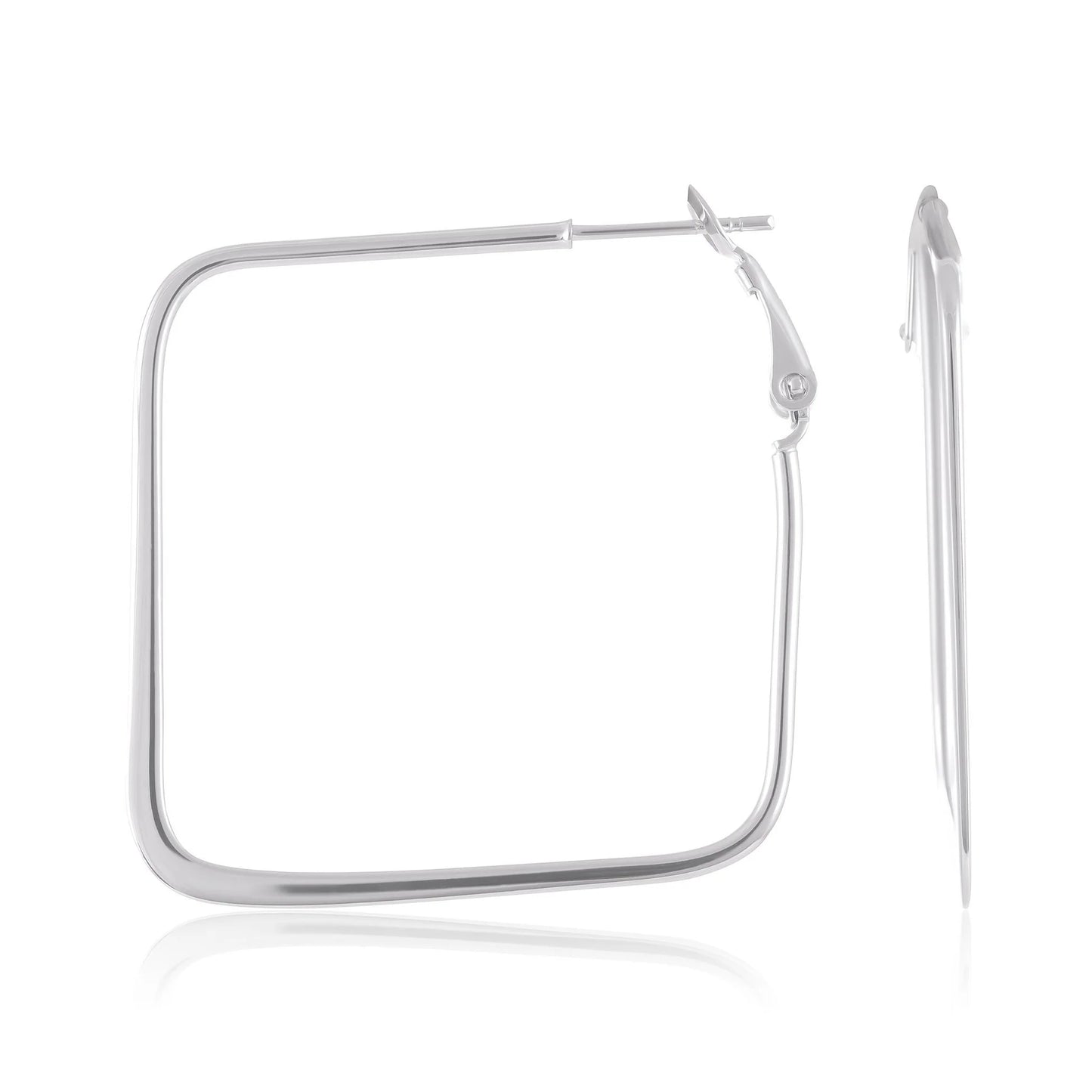Silver Square Hoop Earrings