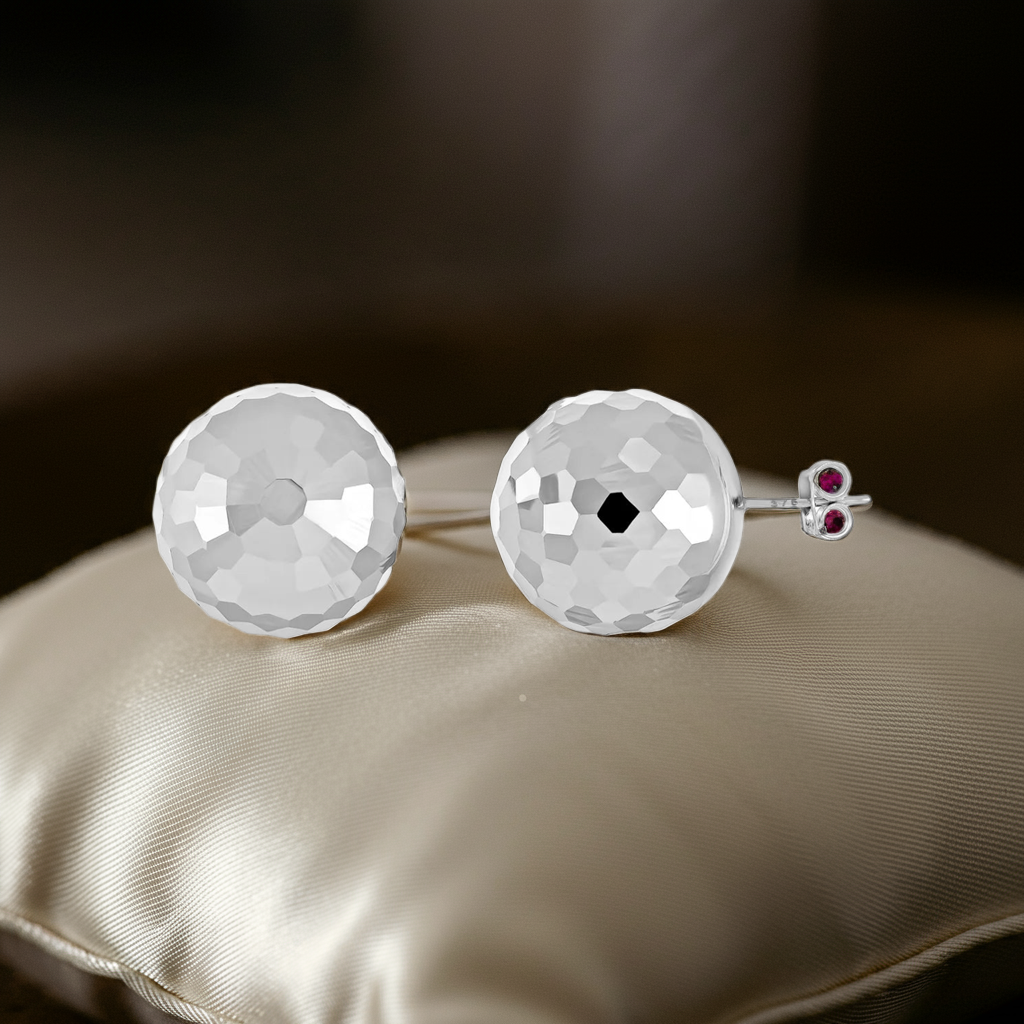9ct White Gold Oversized Disco Ball Studs