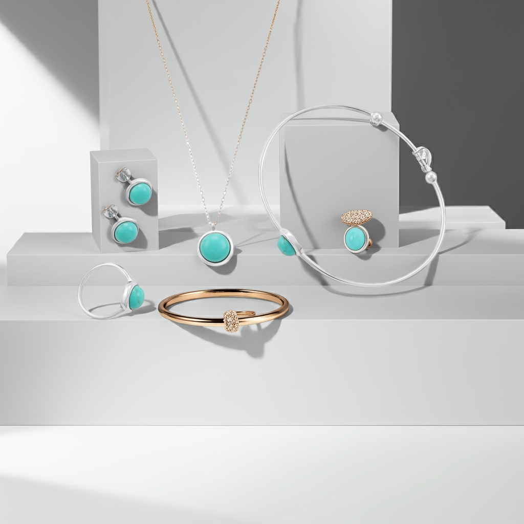 925 Sterling Silver Rhodium Plated Necklace with Turquoise Quartz Stone