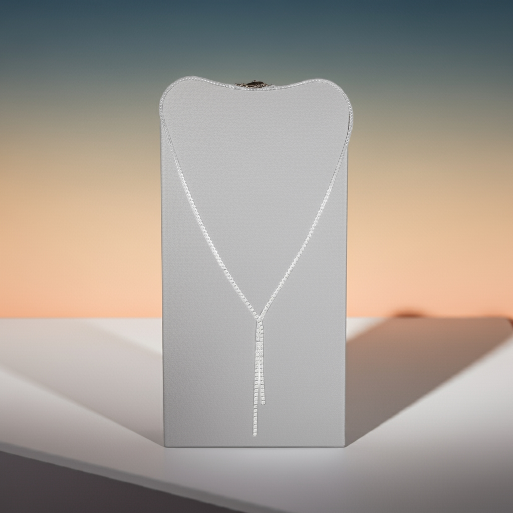 18ct White Gold Diamond Lariat Necklace