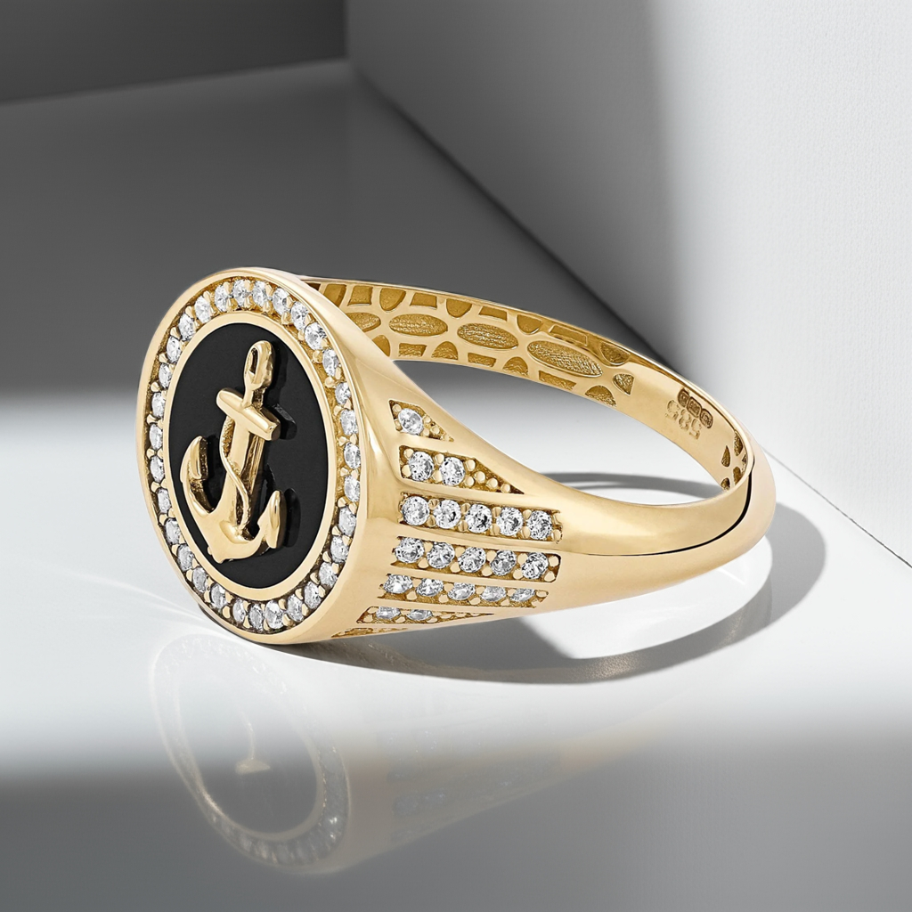 14ct Yellow Gold Anchor Signet Ring
