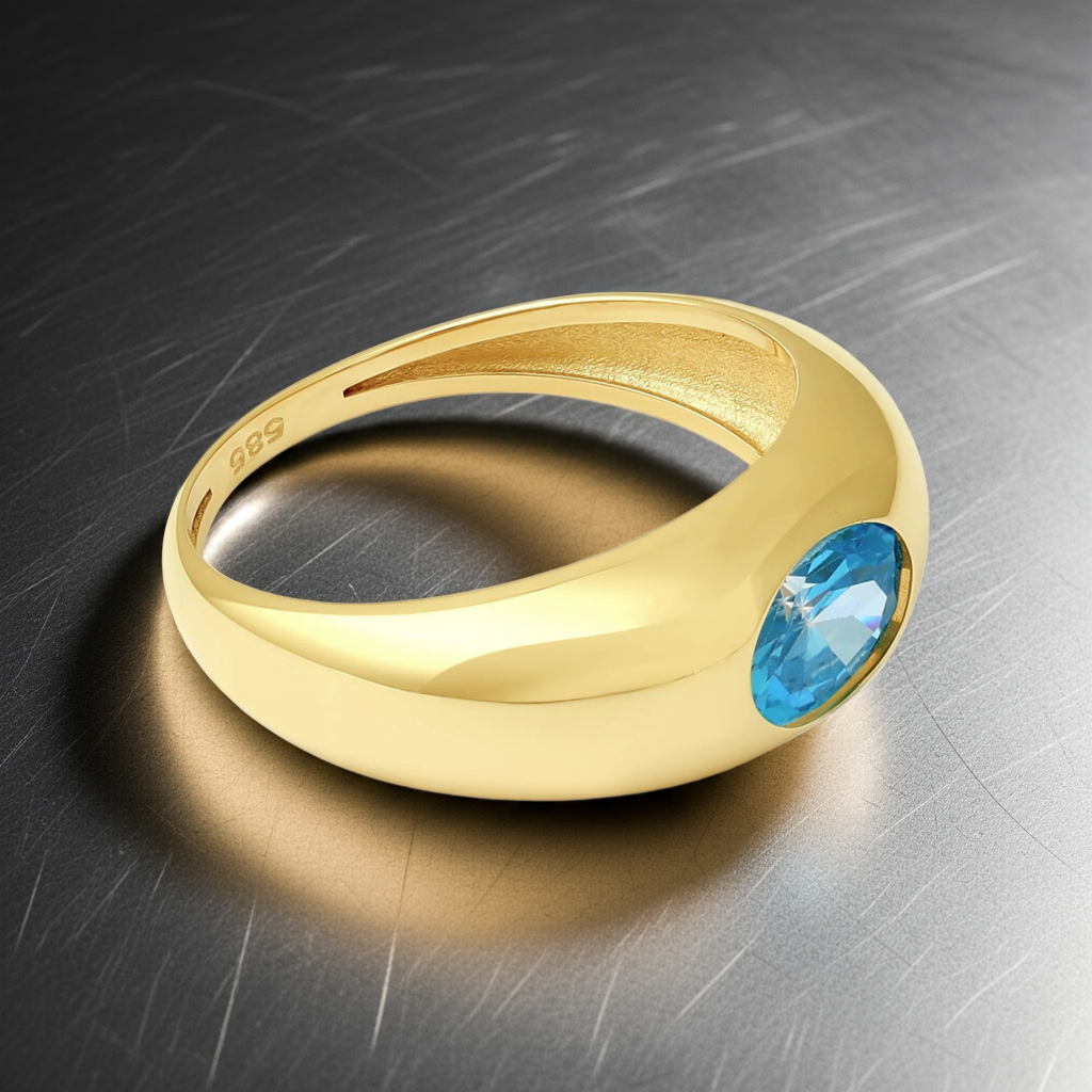 14ct Yellow Gold Blur Gemstone Ring