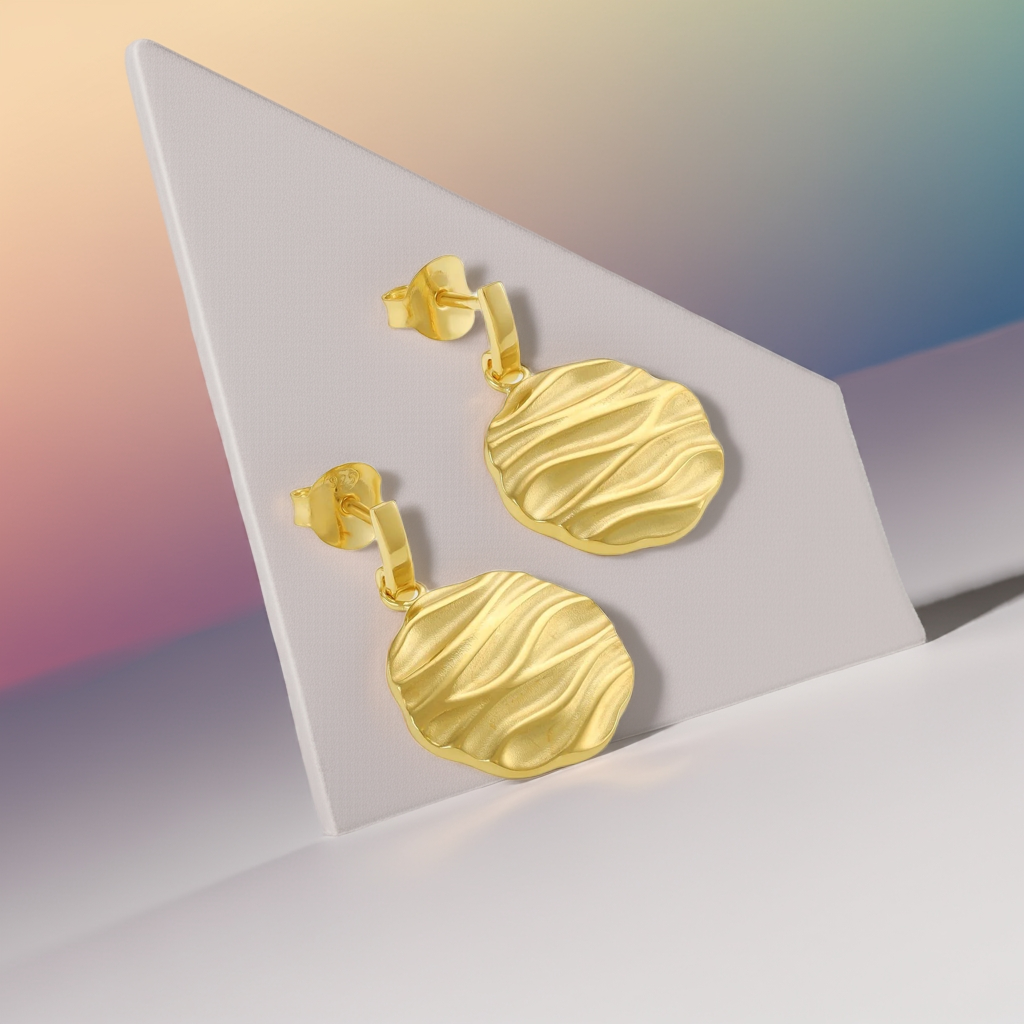 18ct 1 Micron Gold Plated 925 Sterling Silver Drop Earrings