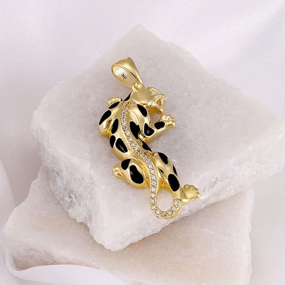 9ct Yellow Gold Cubic Zirconia Leopard Animals