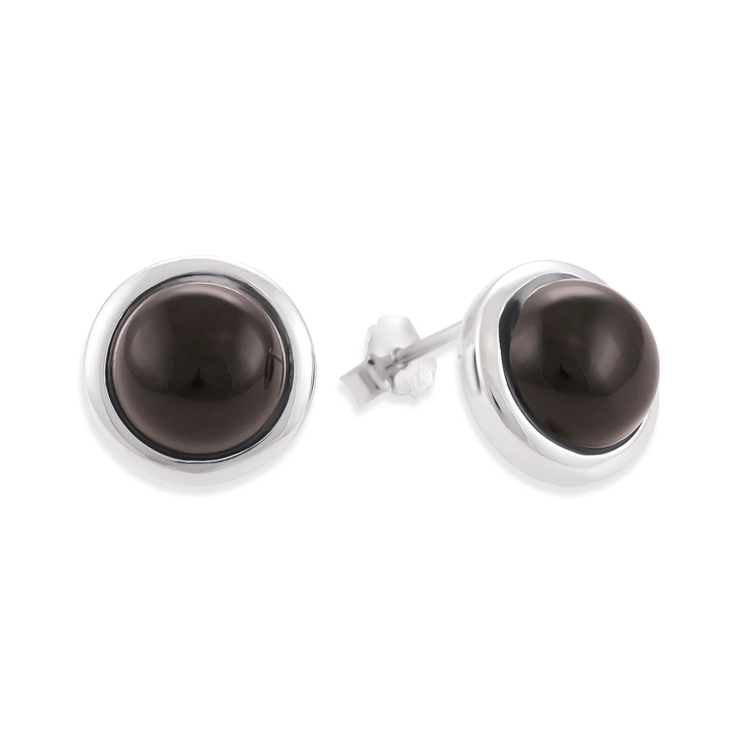 925 Sterling Silver Rhodium Plated Earrings with Black Onyx Stone
