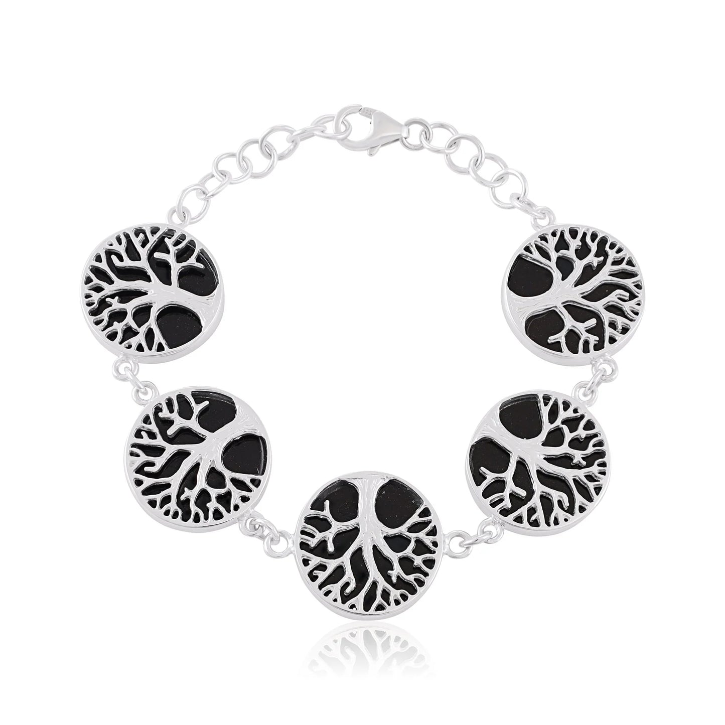 White 925 Sterling Silver Abalone Shell Tree Of Life bracelet