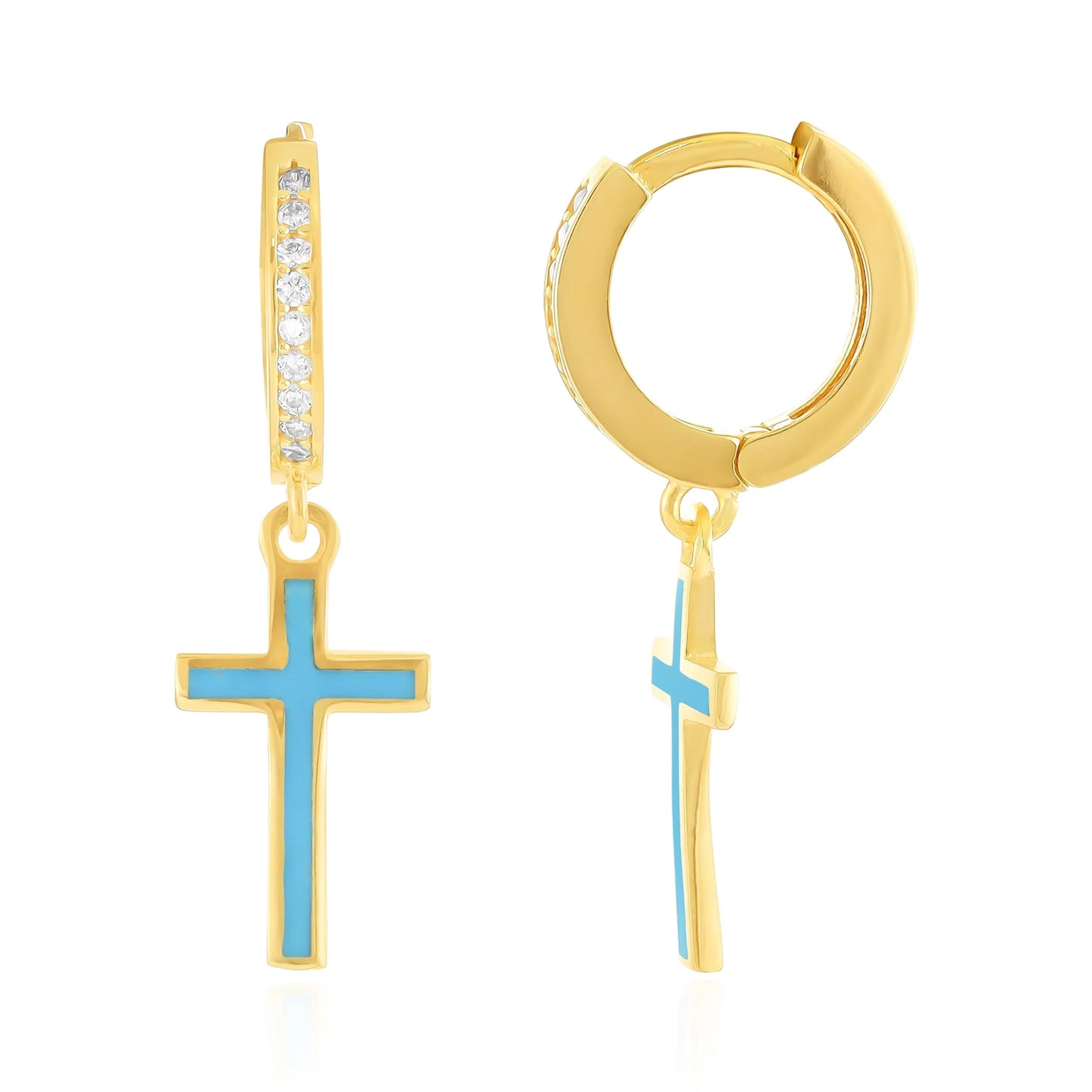 925 sterling silver blue cross earrings