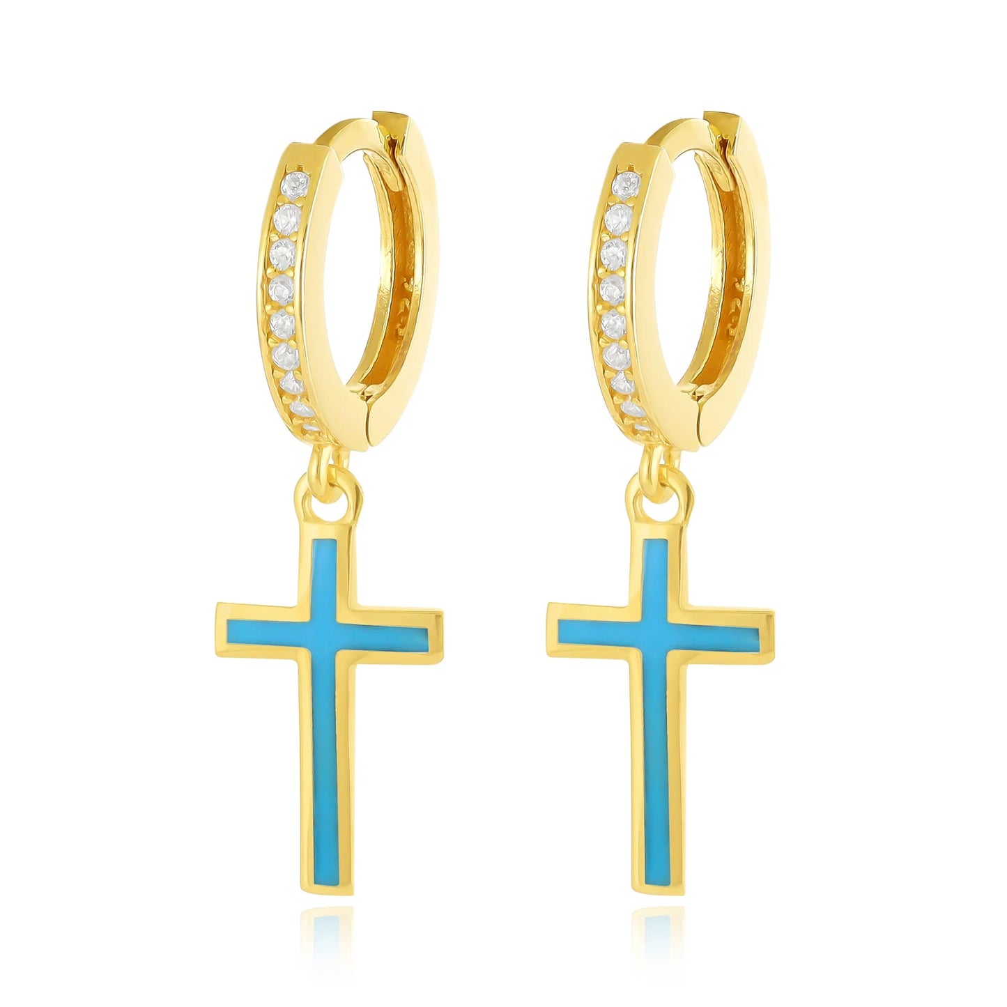 925 sterling silver blue cross earrings