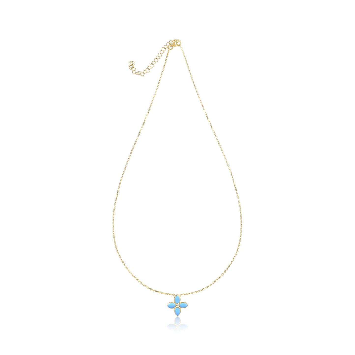 925 sterling silver blue flower necklace