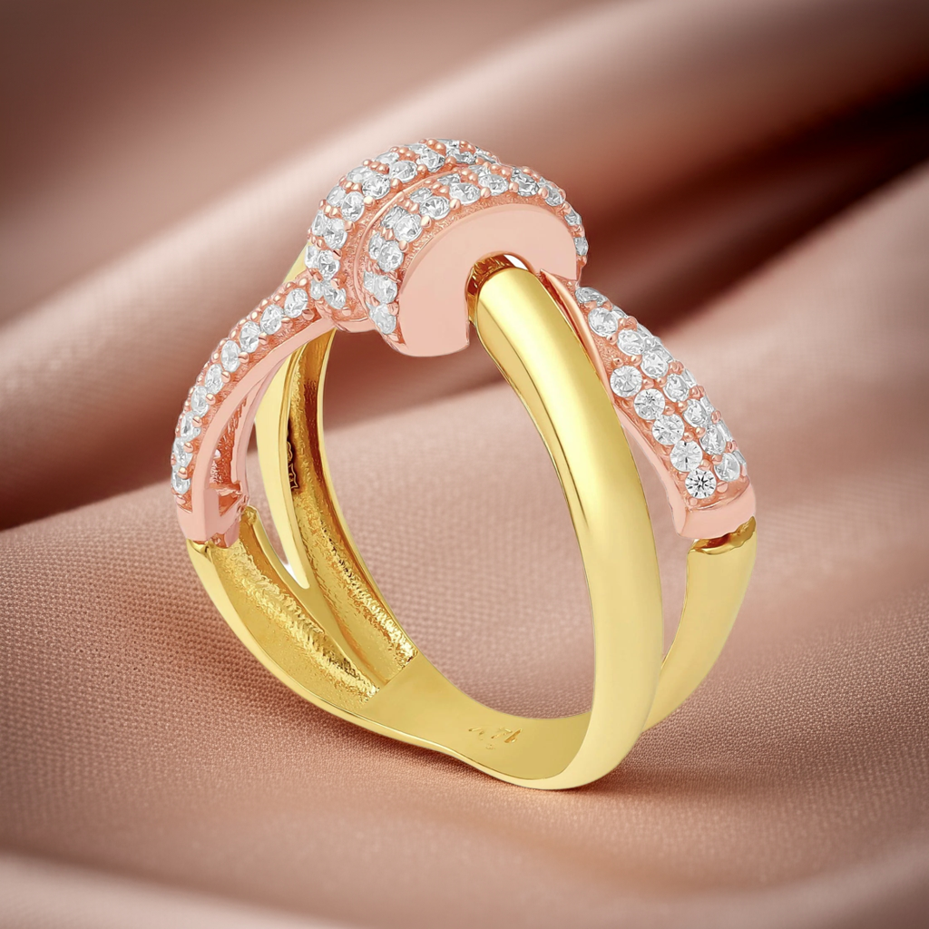 14ct Two Tone Gold Knot Detail Ring