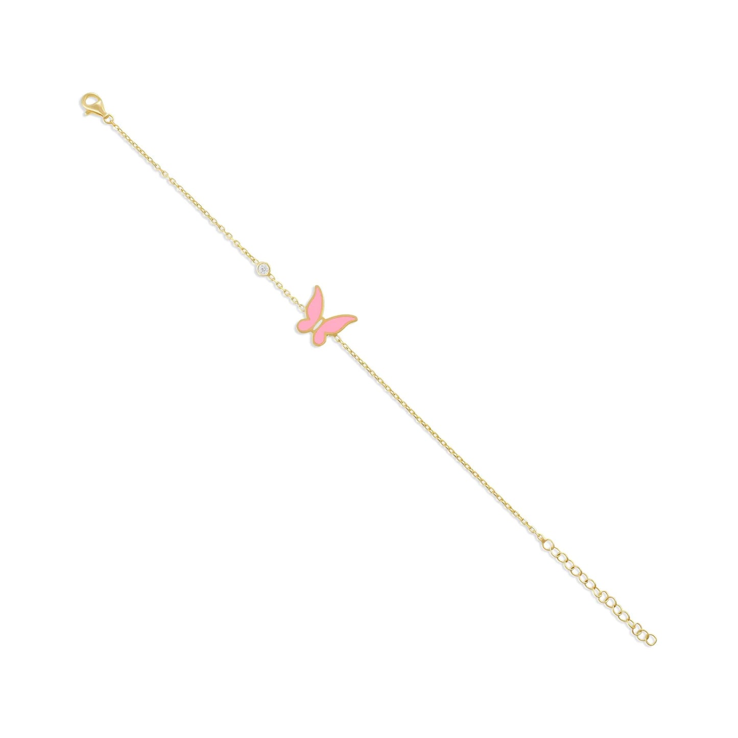 925 sterling silver pink butterfly bracelet