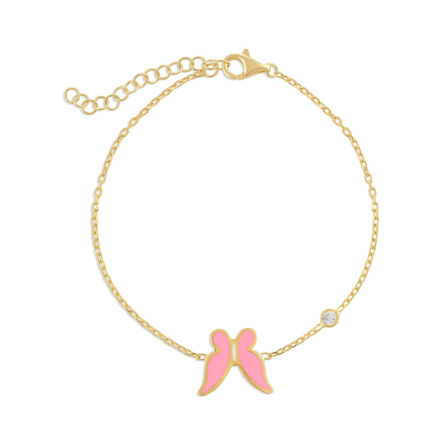 925 sterling silver pink butterfly bracelet