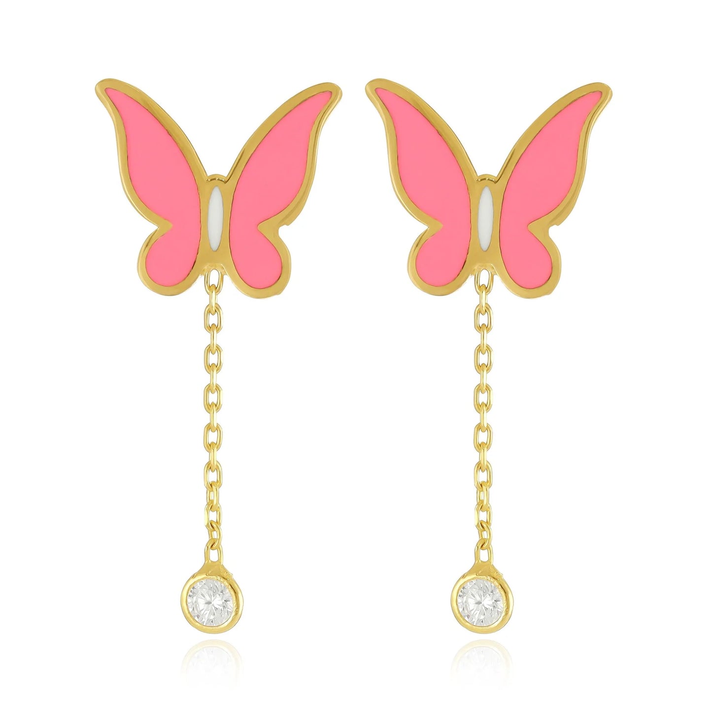 925 sterling silver pink butterfly earrings