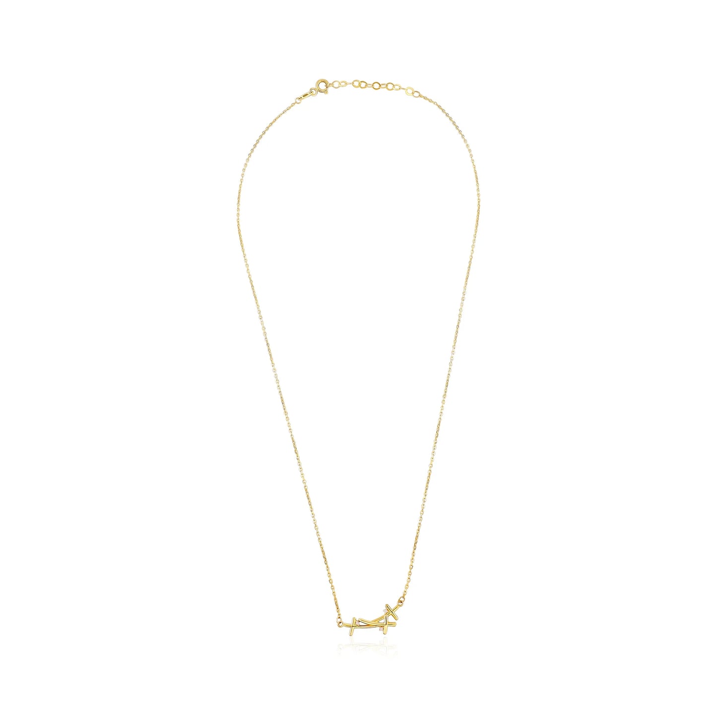 9ct Yellow Gold Cluster Cross Pendant Necklace