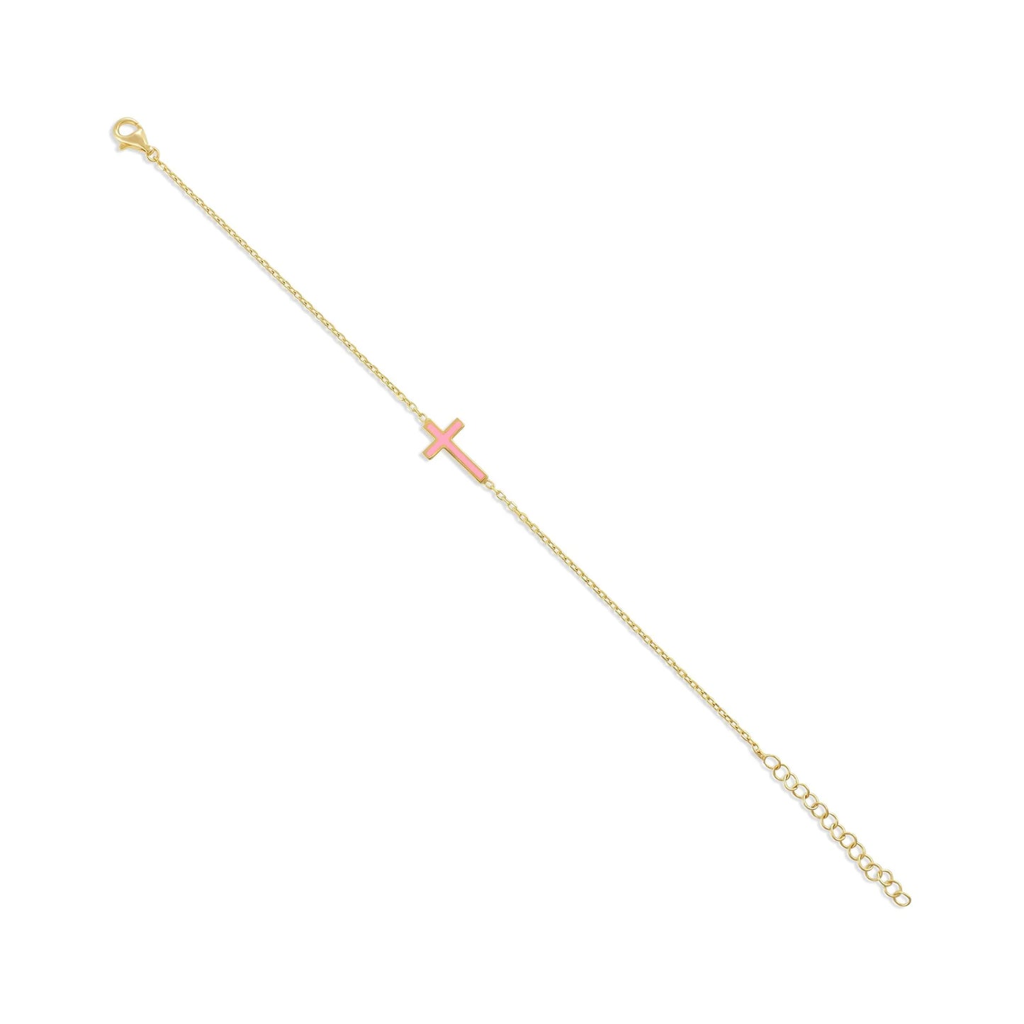 925 Sterling Silver Pink Cross bracelet
