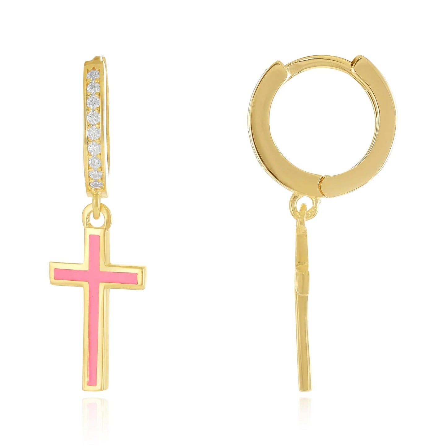 935 sterling silver pink cross earrings