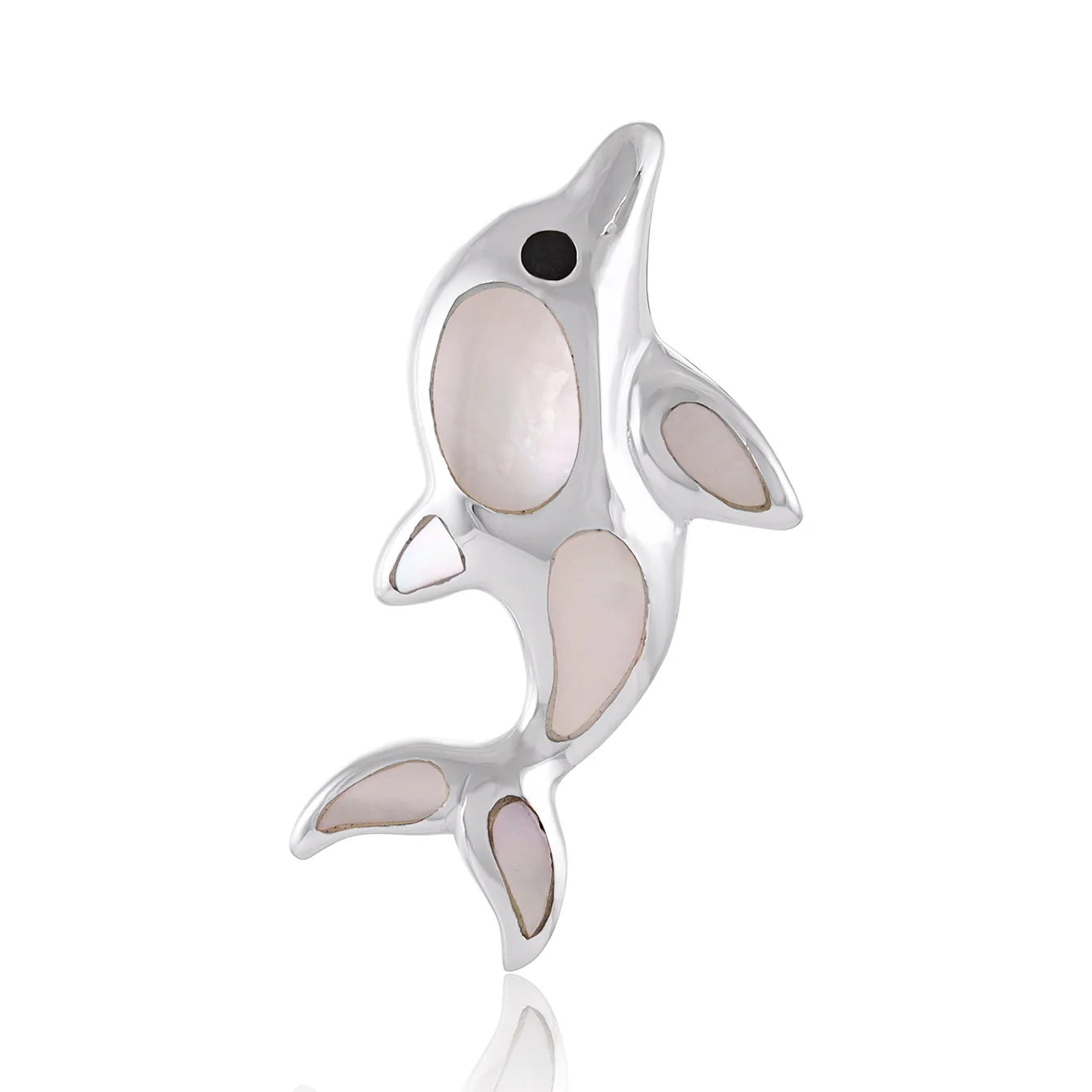 925 Sterling Silver Abalone Shell Dolphin Pendant
