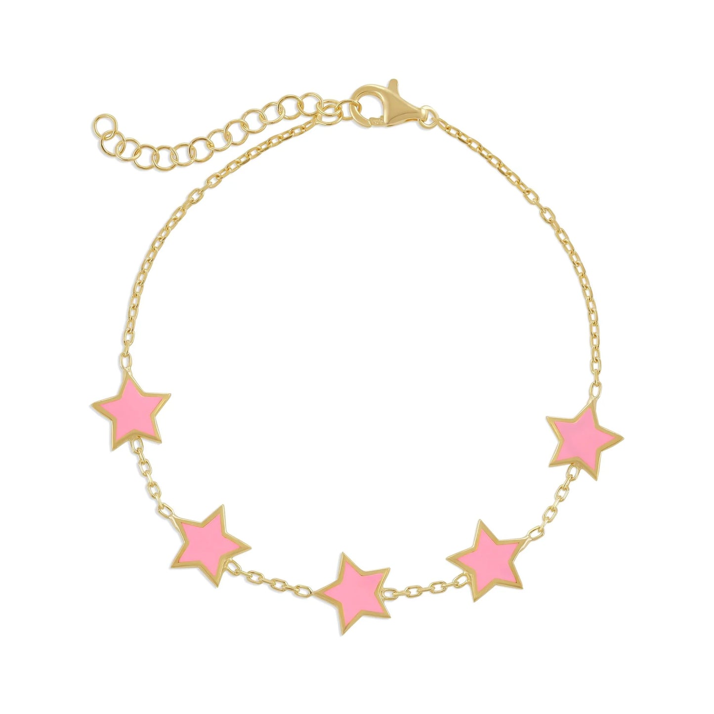 925 Sterling Silver Pink Star Bracelet