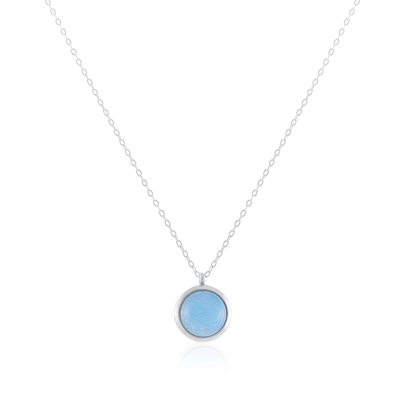 925 Sterling Silver Rhodium Plated Necklace with Blue Quartz Stone