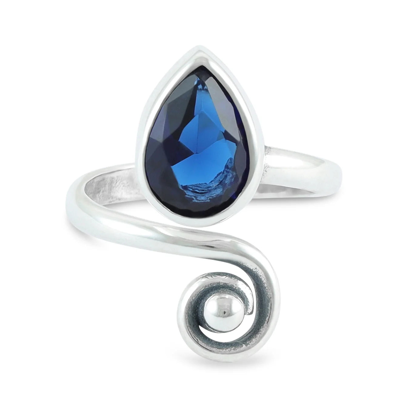 Sterling Silver Unique Design Blue Gemstone Ring