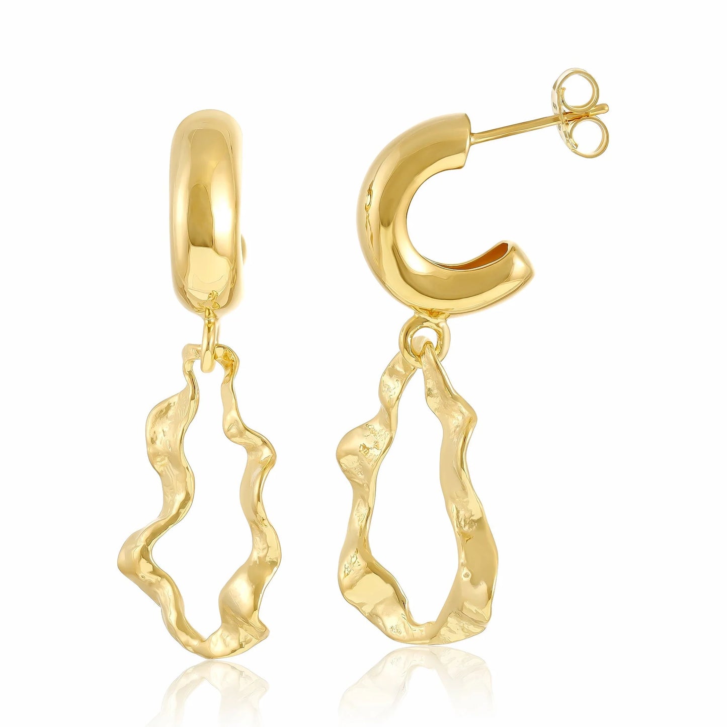 18ct 1 Micron Gold Plated Sterling Silver Earrings With Twisted Gold Drop