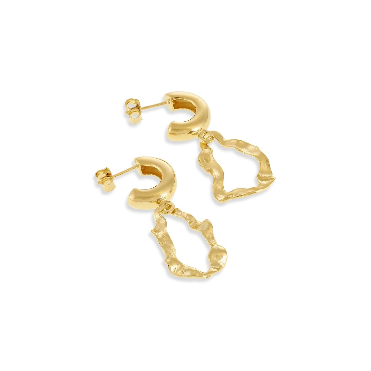 18ct 1 Micron Gold Plated Sterling Silver Earrings With Twisted Gold Drop