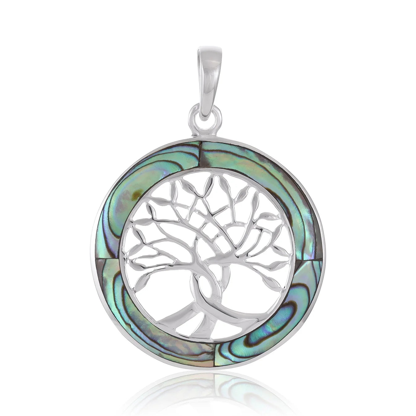 Sterling Silver Abalone Shell Tree Of Life Pendant