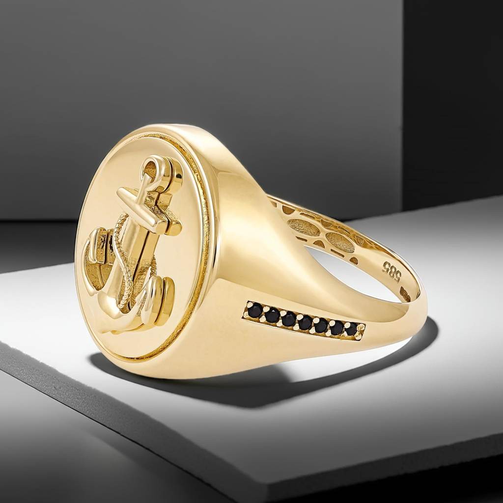 14ct Yellow Anchor Gold Signet Ring