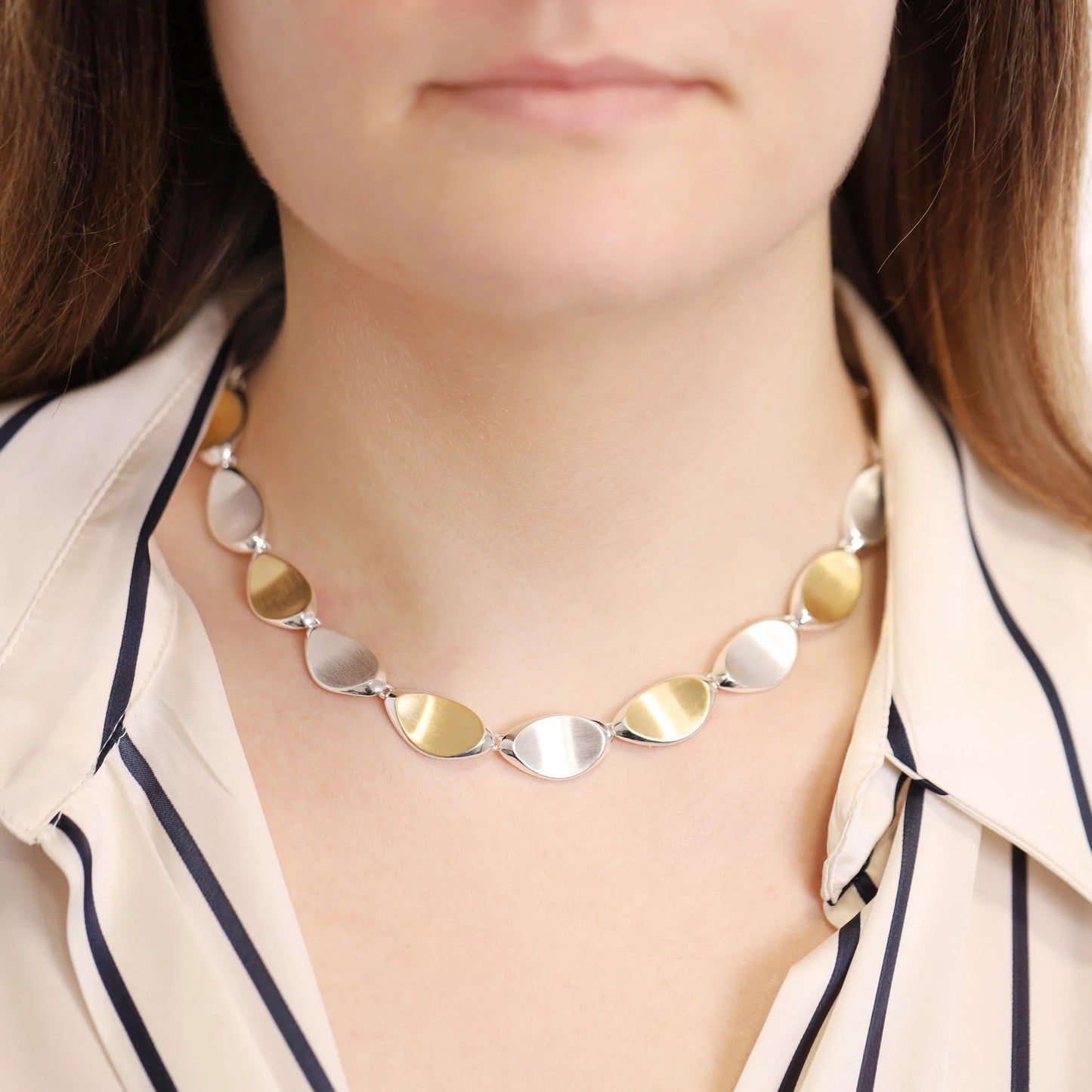 925 Sterling Silver Two Tone Necklace