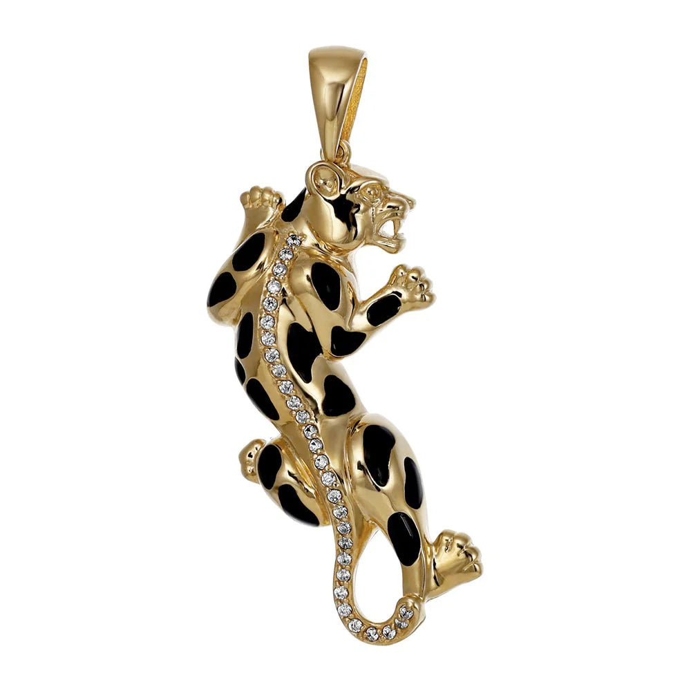 9ct Yellow Gold Cubic Zirconia Leopard Animals