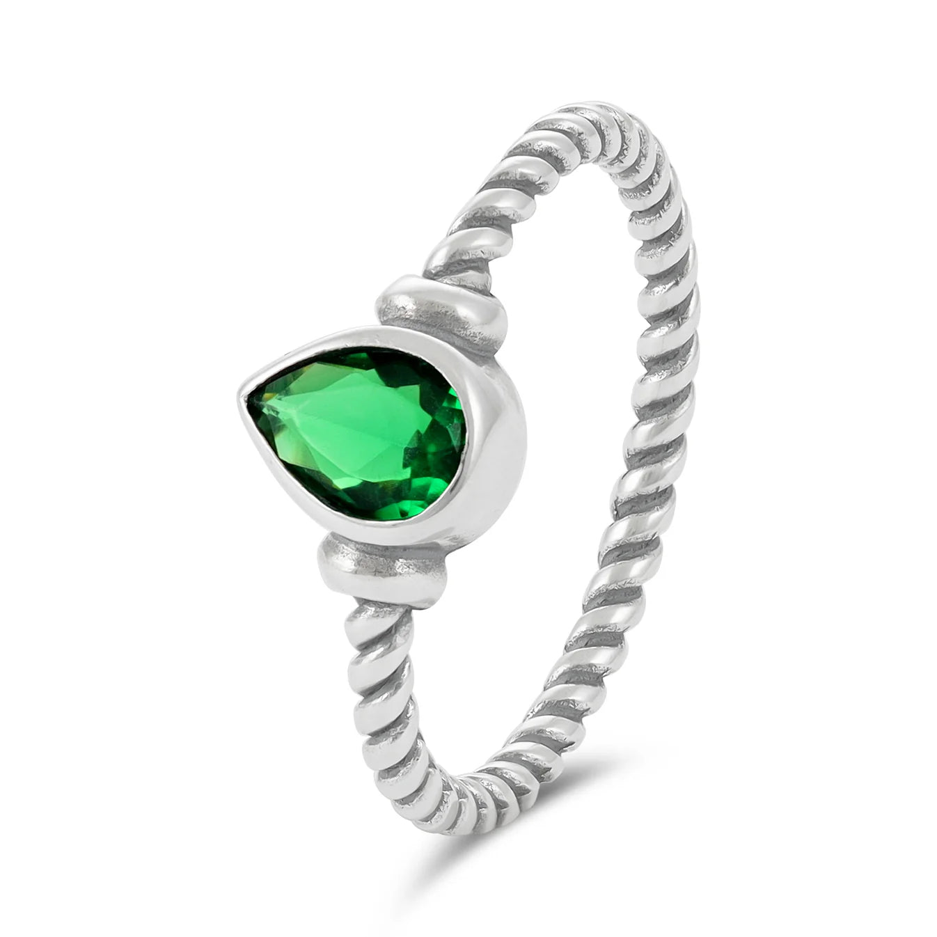 Sterling Silver Green Gemstone Ring