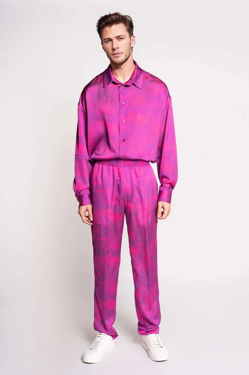 French-Made 100% Silk Savanna Print Pants - Mens - My Luxe Brands