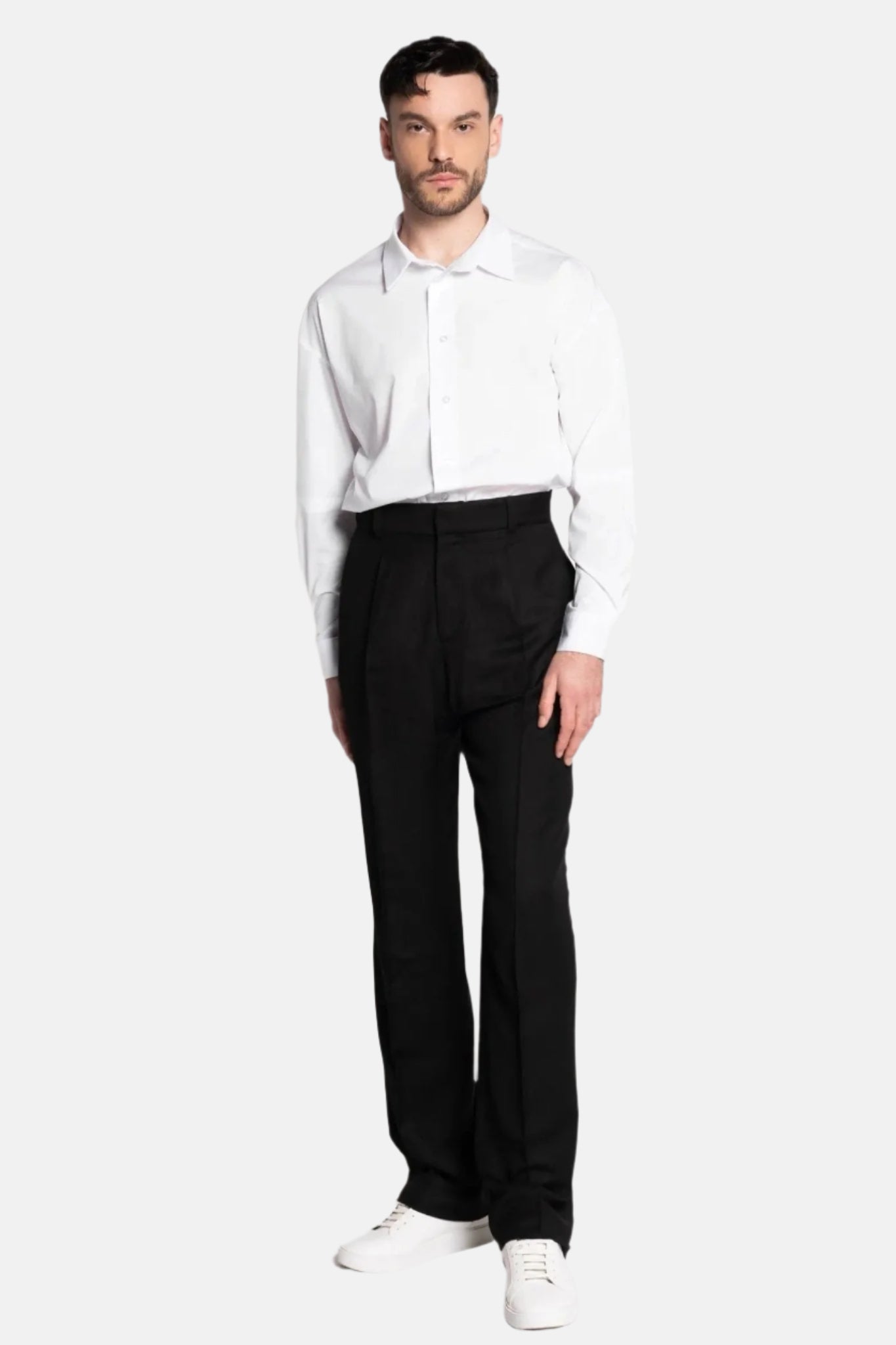 French-Made Thick Cold Wool Pleated High-Waisted Pants - My Luxe Brands