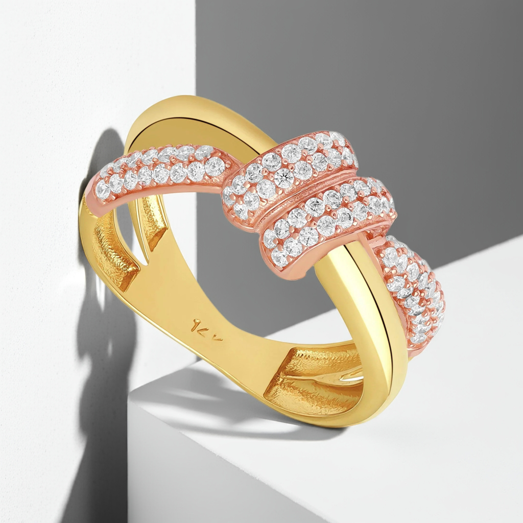 14ct Two Tone Gold Knot Detail Ring