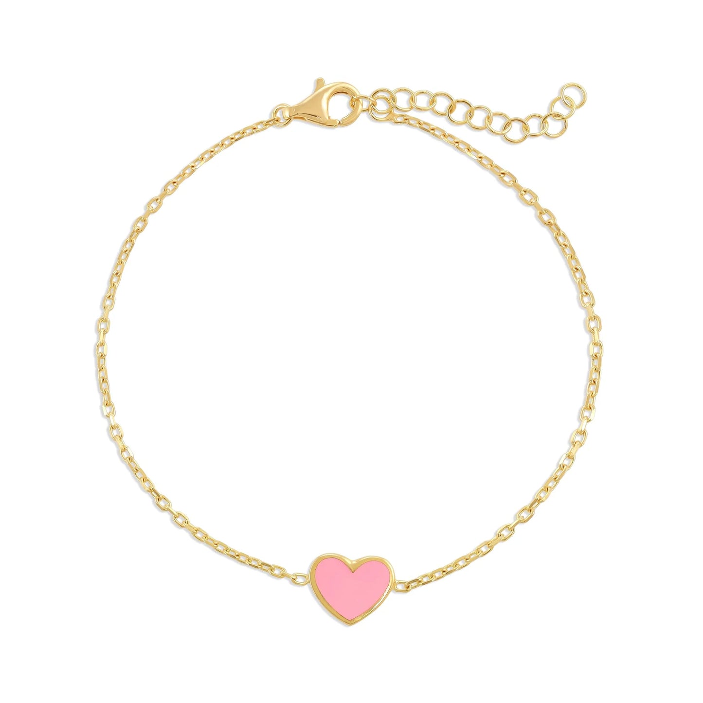 925 sterling silver pink heart bracelet