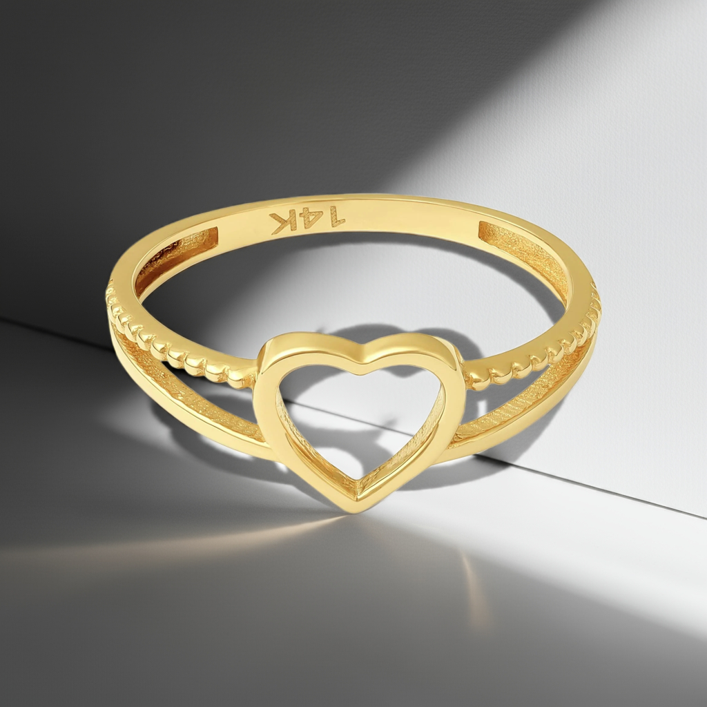 14ct Yellow Gold Heart Detail Ring