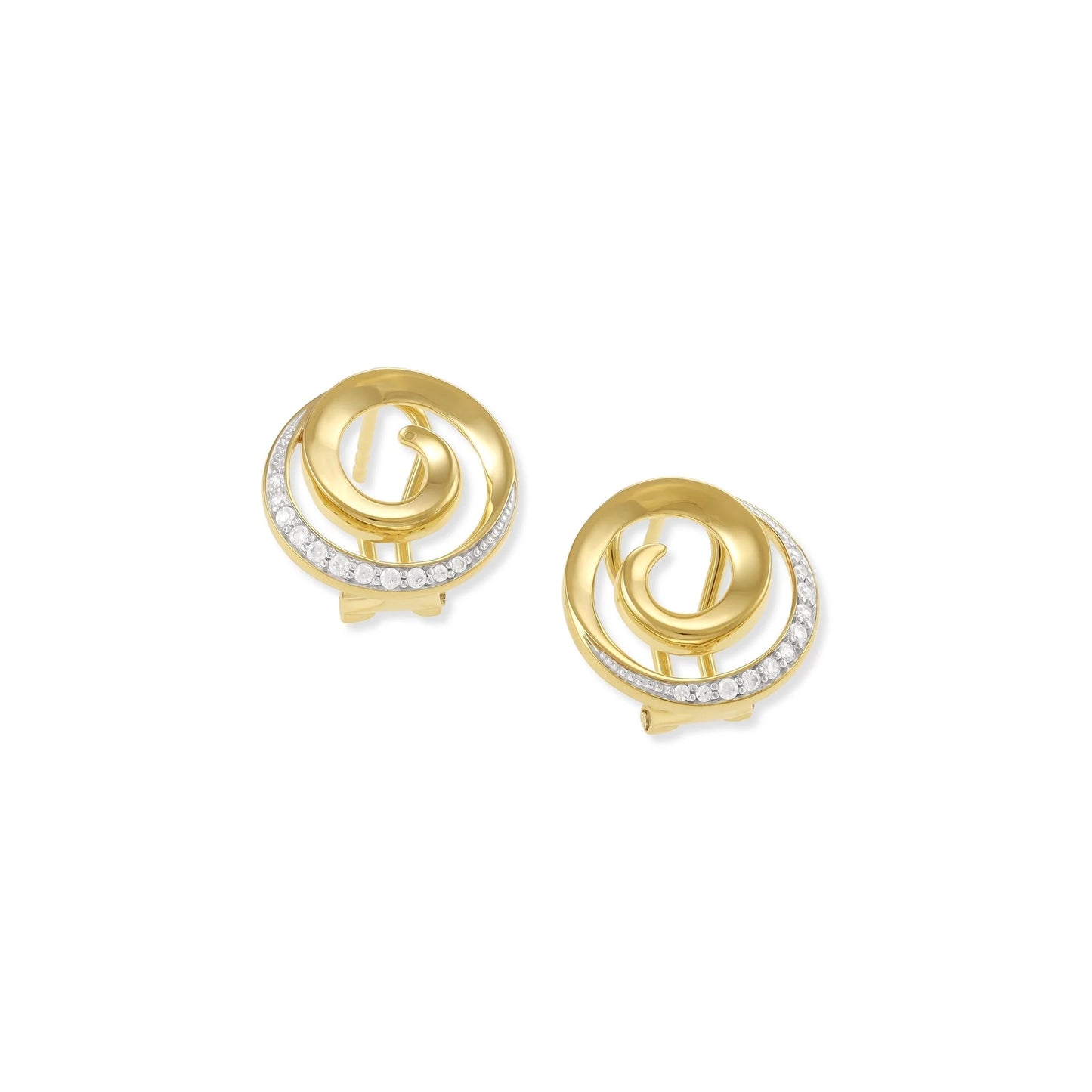 18ct 1 Micron Gold Plated Cubic Zirconia Silver Swirl Earrings