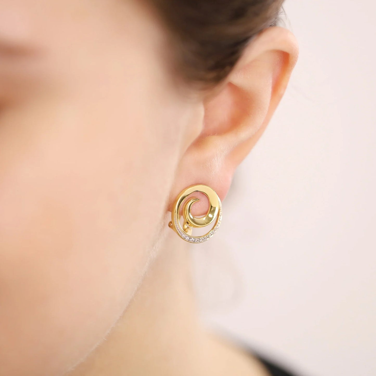 18ct 1 Micron Gold Plated Cubic Zirconia Silver Swirl Earrings