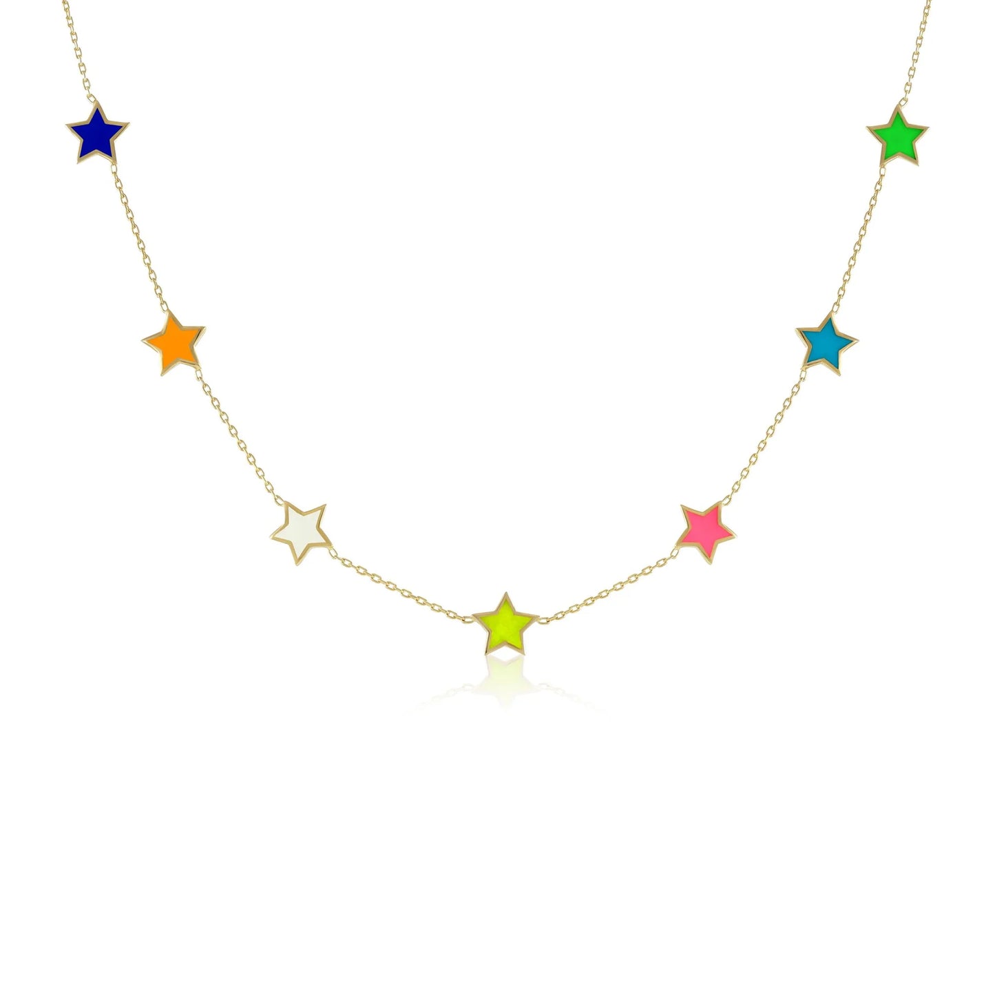925 sterling silver multi colour star necklace