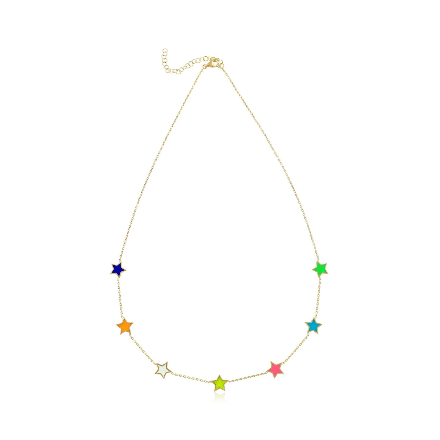 925 sterling silver multi colour star necklace