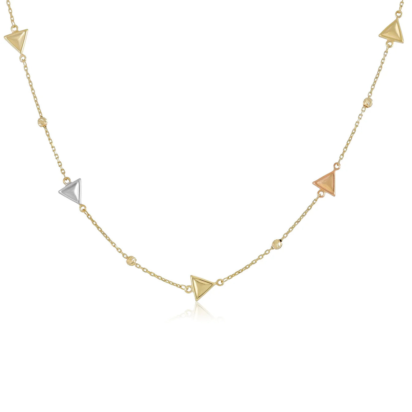 9ct Yellow Gold Tri Colour Triangle Detail Necklace